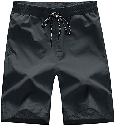 Men's Swim Trunks Mesh Lining Beach Shorts with Pockets (Large, Dark Gray)