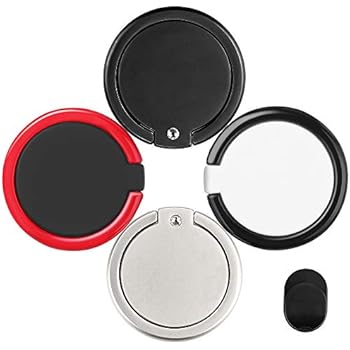 Cell Phone Ring Holder Stand Finger Kickstand Loop Stent 360° Rotary Hand Grip Universal, 4 Packs Ring & Car Hook Mount Bracket for iPhone Ring Samsung Galaxy LG HTC [Great Gift]