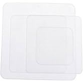 Pokinge 4 Pcs Food Container Cover, Transparent Silicone Stretch Lids Reusable Microwave Food Cover 3 Sizes Square Bowl Cup Cover Fresh Keeping Tool