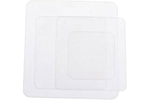 Pokinge 4 Pcs Food Container Cover, Transparent Silicone Stretch Lids Reusable Microwave Food Cover 3 Sizes Square Bowl Cup Cover Fresh Keeping Tool