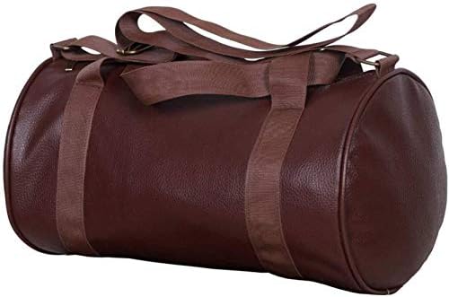 Prajo Artificial Leather Duffle Gym Bag for Men and Women for Fitness (Brown)