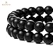 BEADNOVA Black Matte Onyx Beads Natural Crystal Beads Stone Gemstone Round Loose Energy Healing with Crystal Stretch Cord for Jewelry Making (8mm, 45-48pcs)