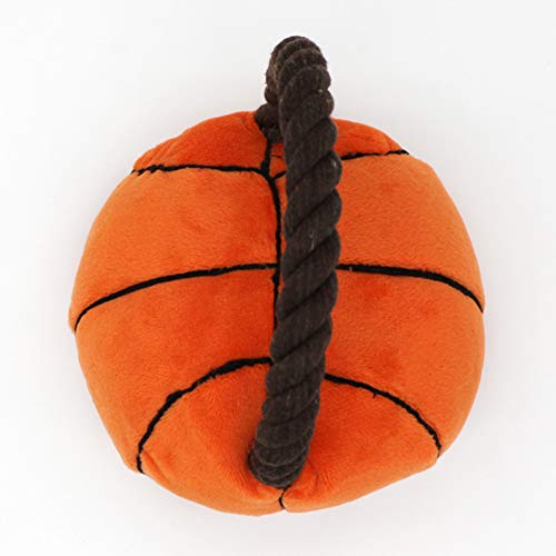 Cotton Rope Basketball Football Plush Doll Chewing Toy,Chewable Squeaky Toy for Pet Dog Cats - Baseball/Basketball/Football/Rugby