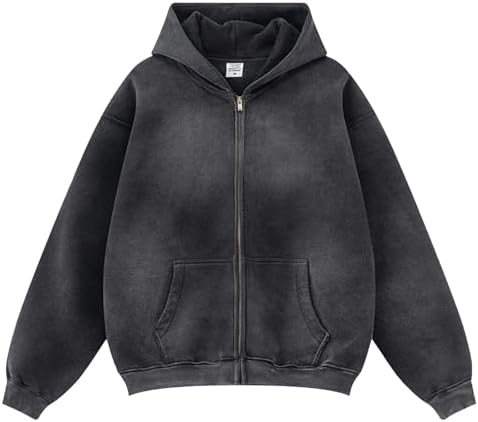 DXSHCV Oversize Men's Vintage Hoodie Pullover Long Sleeve