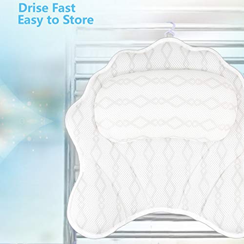 Luxury Bath Pillow Bathtub Pillow - Bath Tub Cushion for Head, Neck, Shoulder and Back Support, Hot Tub Head Rest Bath Accessories for Women & Men, Relaxation Spa Gifts Home and Travel