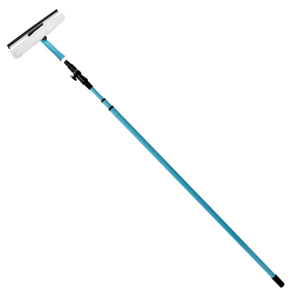 JVL Light Blue Extendable 3.5 Metre Telescopic Smear Free Squeegee Soft Head Window Cleaner Kit