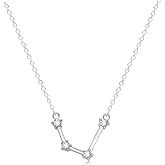 NOUMANDA Women Silver Plated Crystal CZ Horoscope Zodiac 12 Constellation Pendant Necklace Star Sign Rhinestone Astrology Disc Necklace Fashion Jewelry