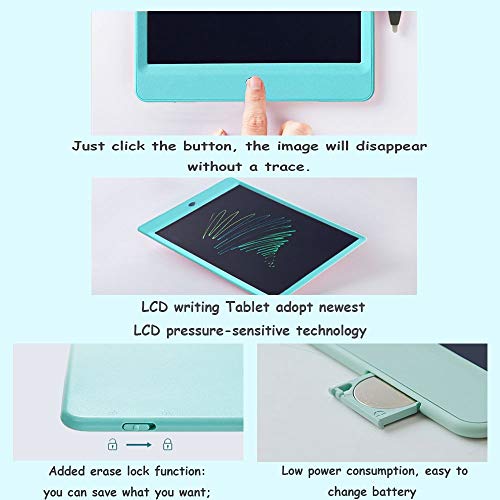 Pilipada LCD Writing Tablet Colorful Drawing Tablet, 10 Inches Light Drawing Board Doodle Pad, Early Educational Writing Board for Kids - Thumbnail 2