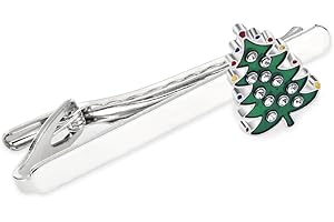 DTJA 2.5 Inch Christmas Tie Clip Tie Bar for Men Silvery Winter Holiday Xmas Santa Rhinestone Tree Necktie Shirts Tuxeto Formal Wear Brooch Dainty Festival Party Dress Accessories Jewelry Gift for Him