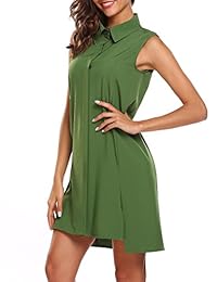 Finejo - Vestido de depósito de verano sin mangas camisas Camiseta casual