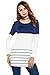 etuoji Women Tunic Tops O-Neck Shirt Long Sleeve Contrast Color Lace Patchwork