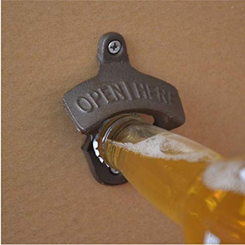 Wall Mounted Bottle Opener with Screws,Vintage Style Cast Iron,Creative