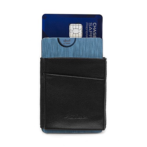Slim Wallet Leather and Elastic Minimalist Credit Card Sleeve Gifts for Dad