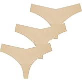 SONTOP BASIC Women's Underwear Seamless Thong T Back Panty Cotton Breathable Thongs Panties for Women 3 Pack Nude Skin Medium