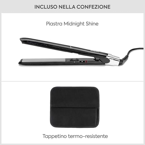 Midnight Shine Piastra per Capelli, Piastre in Titanio-Ceramica, Piastre Lunghe, 13 Temperature (170–235°C), Riscaldamento Rapido, Anti?Crespo Effetto Lucido, ST590E