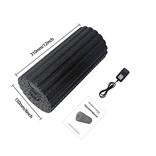 UBOWAY Electric Vibrating Foam Roller 4 Speed Rechargeable High Density Massager for Exercise, Yoga, Trigger Point, Cycling, Running, Stretching, Muscle Therapy