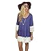 MIXMAX Bohemian Lace Splice Loose Casual Dress (X-Large, Bluish Violet)