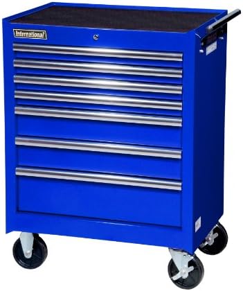 International VRB-2707BU 27-Inch 7 Drawer Blue Tool Cabinet with Ball Bearing Drawer Slides