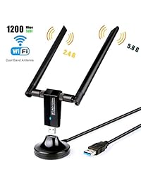 USB WiFi Adapter for PC,Haibro High Speed Dual Band 5.8GHz 1200Mbps USB 3.0 Wireless Network Adapter 5dBi Antennas WiFi Receiver for Desktop Laptop Windows 10 8 7 XP Vista Mac WiFi Dongle