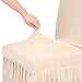 Anself Ruffled Stretchable Washable Dining Chair Cover Spandex Seats Slipcover for Wedding Party/Hotel (Champagne)