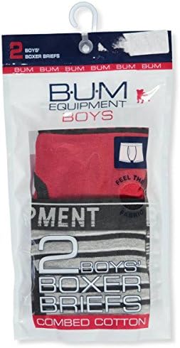 BUM Equipment Big Boys' 2-Pack Boxer Briefs - red/gray, 12-14