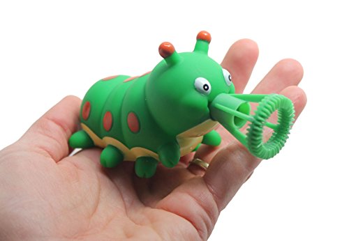 Animal Bubble Blower Toy - Dip and Squeeze - No Blowing Needed! (Green Caterpillar)