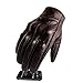 Full Finger Leather Motorcycle Gloves Touchscreen Goat Skin Brown Motorbike Riding Gloves (L, Brown,Non-Perforated)