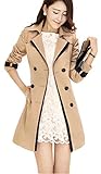 Uget Women's Elegant Long Trench Coat Jacket with Belt