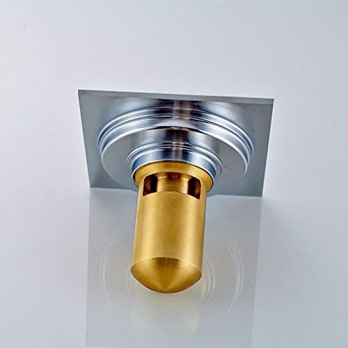 FChome 4 Inch Floor Drain, Brass Square Bathroom Tile Insert Floor Drainer with Removable Cover for Kitchen, Washroom, Garage and Basement,Polished Chrome