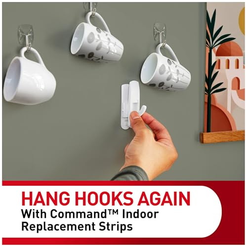 Command Large Refill Adhesive Strips, Damage Free Hanging Wall Adhesive for Large Indoor Wall Hooks, No Tools Removable Adhesives for Living Spaces, 20 White Command Strips