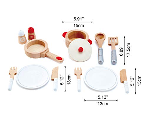 Hape Koch- & Servierset von Hape| 13-teiliges Kochset für Rollen- und Fantasiespiele mit Zubehör aus Holz – Bild 5
