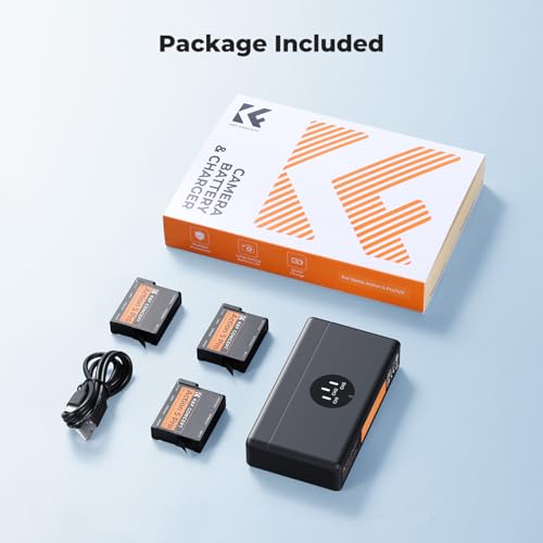 K&F Concept 3-Pack Action 6 Battery with Upgraded OSMO Action 5 Pro Battery Charger Compatible with DJI OSMO Action 6, Action 5 Pro, Action 4, Action 3, OSMO 360 Cameras