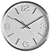 Bernhard Products Wall Clock 10 Inch Modern Silver Round Elegant Metal Quality Quartz, Silent Non Ticking Battery Operated Home Office Clock with 3D Numbers (10 Inch)