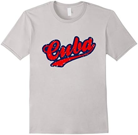 Men's Team Style Tee  -  Vintage Cuba T-Shirt Small Silver