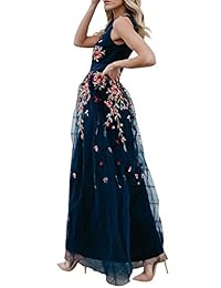 BerryGo - Vestido de cóctel sin mangas con encaje bordado floral para mujer