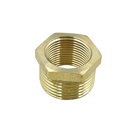 Yoohey 1PT Male x 3/4 PT Female Hex Bushing Adapter,Brass Threaded Pipe Fitting 4pcs - Thumbnail 2