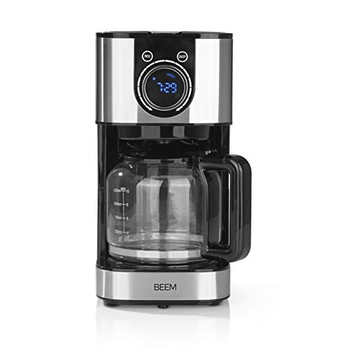 BEEM RESH-AROMA-SWITCH Filterkaffeemaschine - Glas | Edelstahl | 1,25 l Glaskanne | Stylisches Bedienrad | 24h-Timer…
