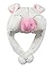 Bioterti Plush Fun Animal Hats –One Size Cap - 100% Polyester with Fleece Lining (White Pig)