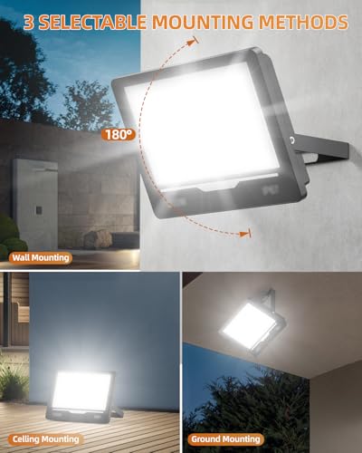 TOPAUBUB Outdoor LED Spotlights 300W – 30000LM 6500K Cool White LED Projector IP67 Waterproof Lights Outdoor Lamp for Garden, Patio (2 Pieces)