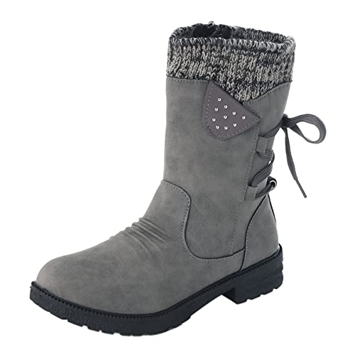 ladies waterproof boots Snow Boots Women Winter Waterproof Ankle Booties Fashion Wide Fit Side Zipper Design Warm Plush Faux Fur Lined Comfortable Non-Slip Walking Boot for Outdoor Grey 3