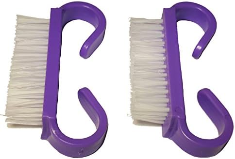 KIXTI 2 Pcs: Mini-sized Purple Finger Nail Brush (2.5") with White Nylon Bristles (2 pack)
