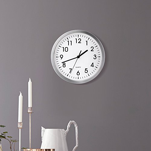 Egundo 10 Inch Silent Metal Wall Clock,Small Round NonTicking Quartz