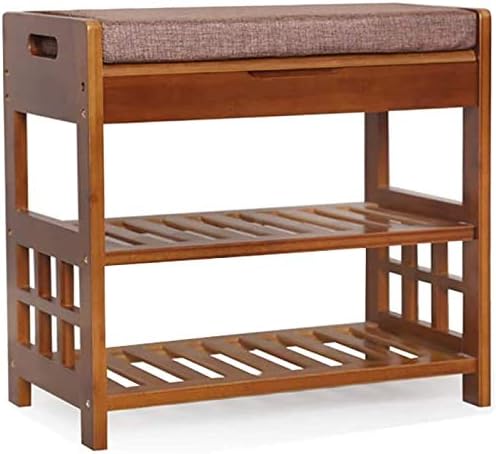 LXD Zapatero, Bambú Banco de 2 niveles para entrada de pasillo Estante