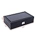 SONGMICS 12 Slots Watch Box Lockable Organizer Mens Watch Display Case Glass Top Black UJWB12B