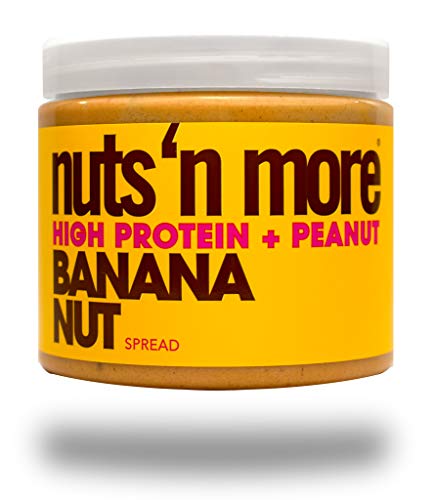 Nuts 'N More Banana Nut Peanut Butter Spread, Keto, High Protein Nut Butter Snack, Low Carb, Low Sugar, Gluten Free, All Natural, 16 oz Jar