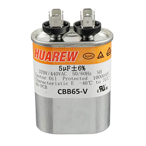 HUAREW 5 uF MFD ±6% 370/440 VAC CBB65 Oval Run Start Capacitor for Fan Start and Cool or Heat Pump Air Conditione or AC Motor Run: Industrial & Scientific