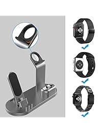 OLEBR   Soporte de carga Apple Watch 4 bases de carga AirPods Apple Watch Serie 4 3 2 1  AirPods iPhone Xs iPhone Xs Max iPhone XR X 8 8 8Plus 7 7 Plus  6S  6S  6S Plus iPad