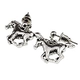 Dangle Silver Running Galloping Horse Hypoallergenic Earring for Women Teen Little Girl Jewelry Gift