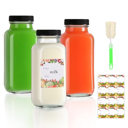 AuroTrends Glass Juice Bottles Lids