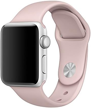 Vteyes Apple Watch Sport Band, Soft Silicone Replacement Strap For Apple Watch Series 1 Series 2 (Pink Sand, 38MM M/L)